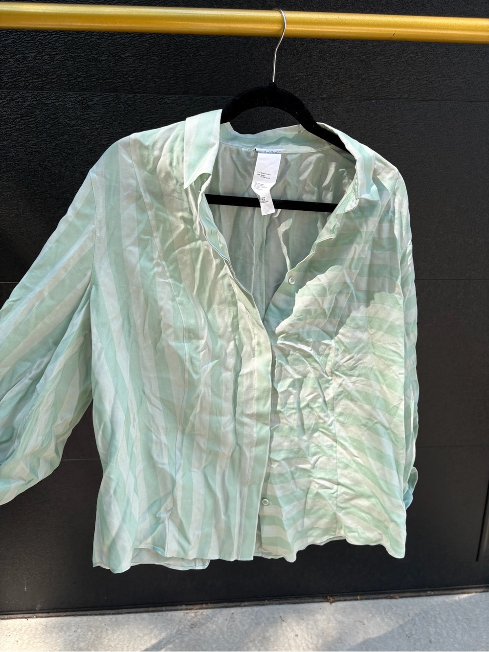 Akris Punto Pale Mint & White Striped Blouse